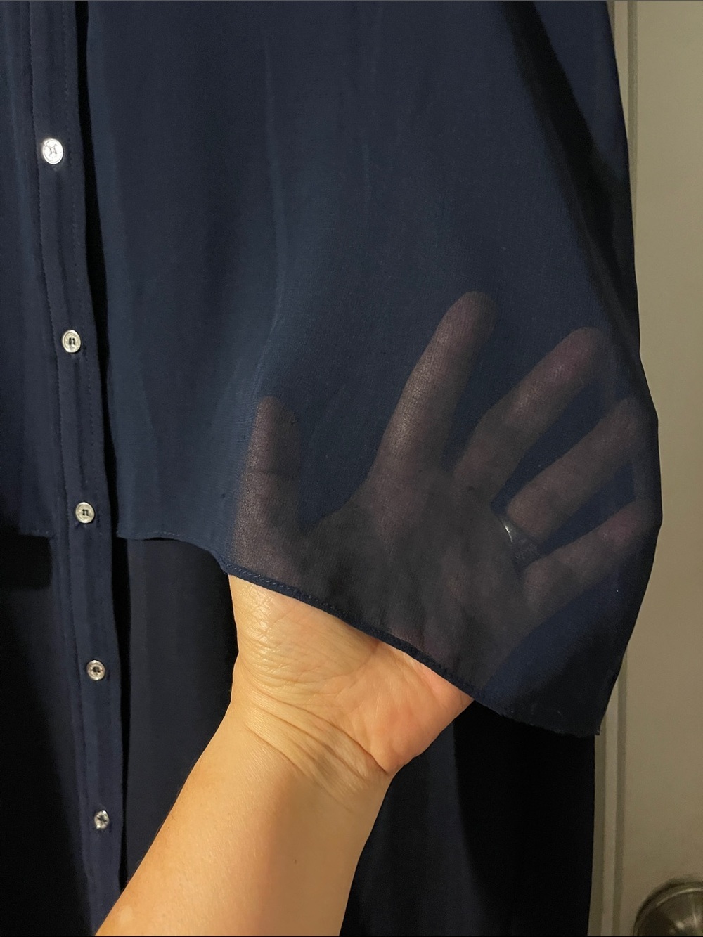 Calvin Klein Navy High-Low Button Front Dress - Picture 3 of 4